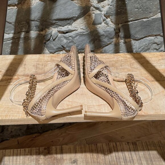 Bottega Veneta Beige Stretch Mesh Chain D'Orsay Pumps - Picture 8 of 9